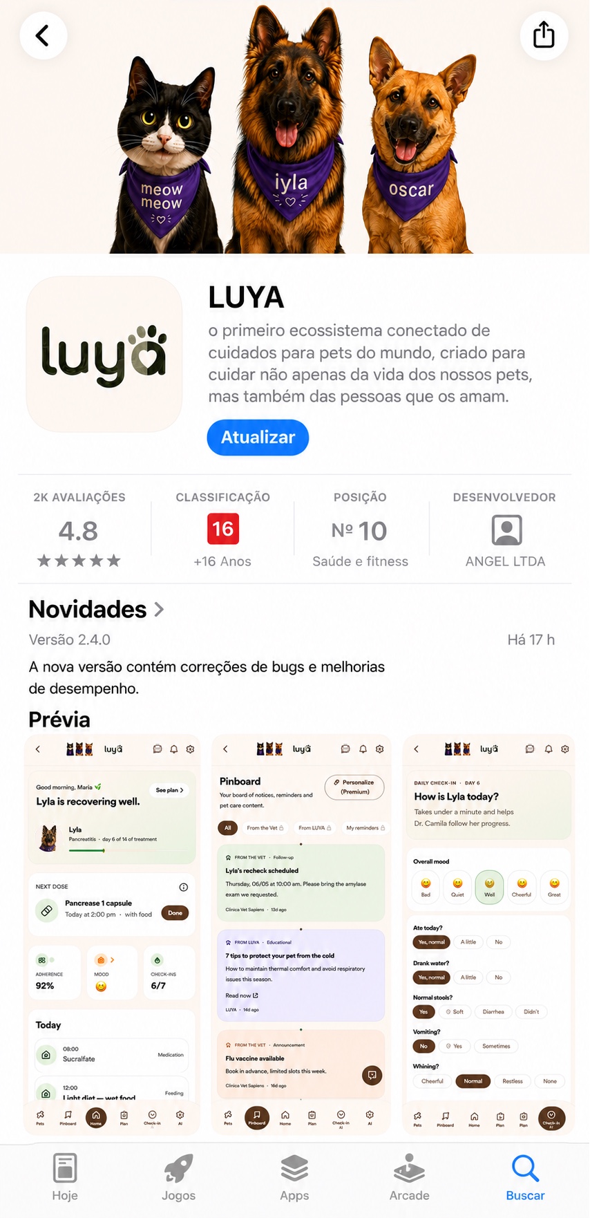Baixar na App Store — Luya Pet