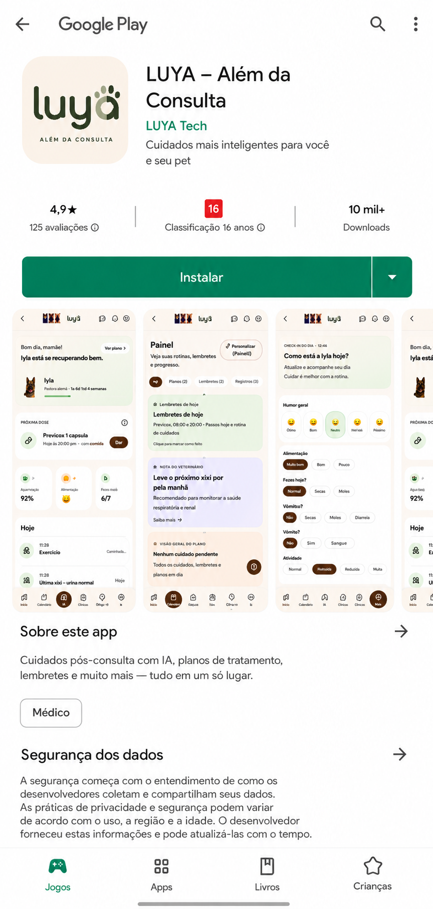 Disponível no Google Play — Luya Pet